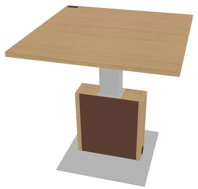 Výškovo nastaviteľný rokovací stôl Verno+ S 120 x 120 cm, dub svetlý / hnedá