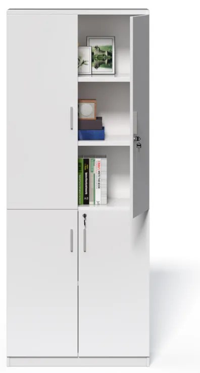 Vysoká kancelárska skriňa Houseland Prime Neo 03 80 cm biela