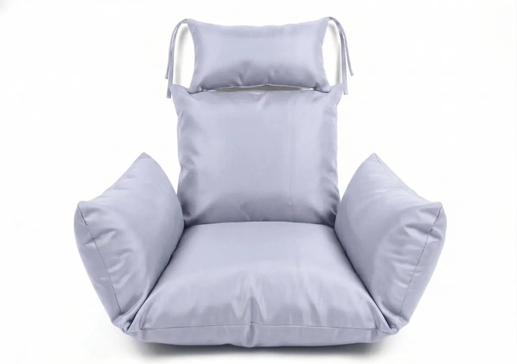 Sivé závesné kreslo KOKON bez stojana, svetlý vankúš