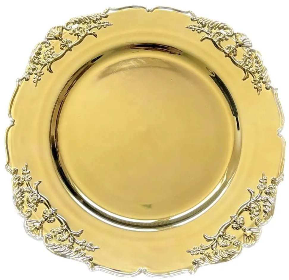 Zlatý lesklý klubový tanier Ornament 35cm