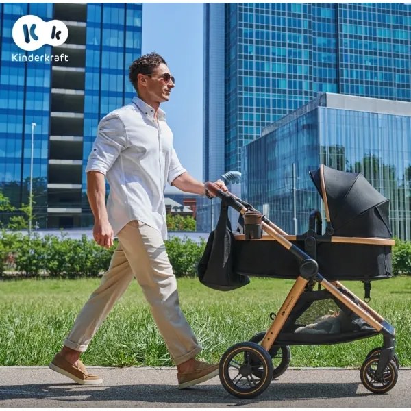 KINDERKRAFT - Kombinovaný kočík 3v1 ESME Pure black + autosedačka MINK PRO