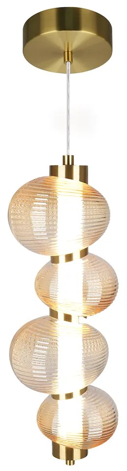 Závesné svietidlo Bolla, 4x jantárové sklenené tienidlo, g