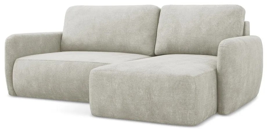 Krémová ženilková rozkladacia/s úložným priestorom rohová pohovka (pravý roh/s leňoškou) Lilo – Makamii