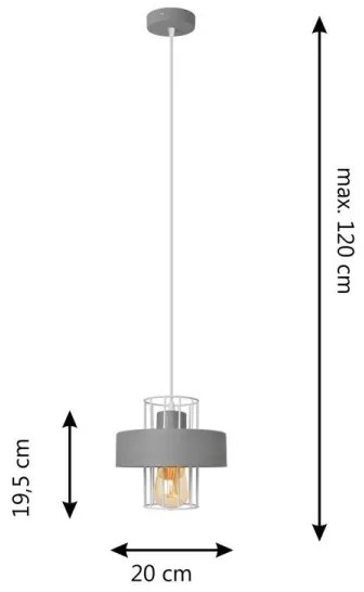 Luster na lanku VOLTA 1xE27/15W/230V šedá