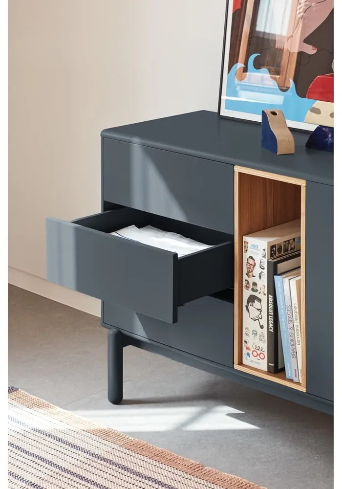 Tmavosivá nízka komoda 180x76 cm Corvo - Teulat