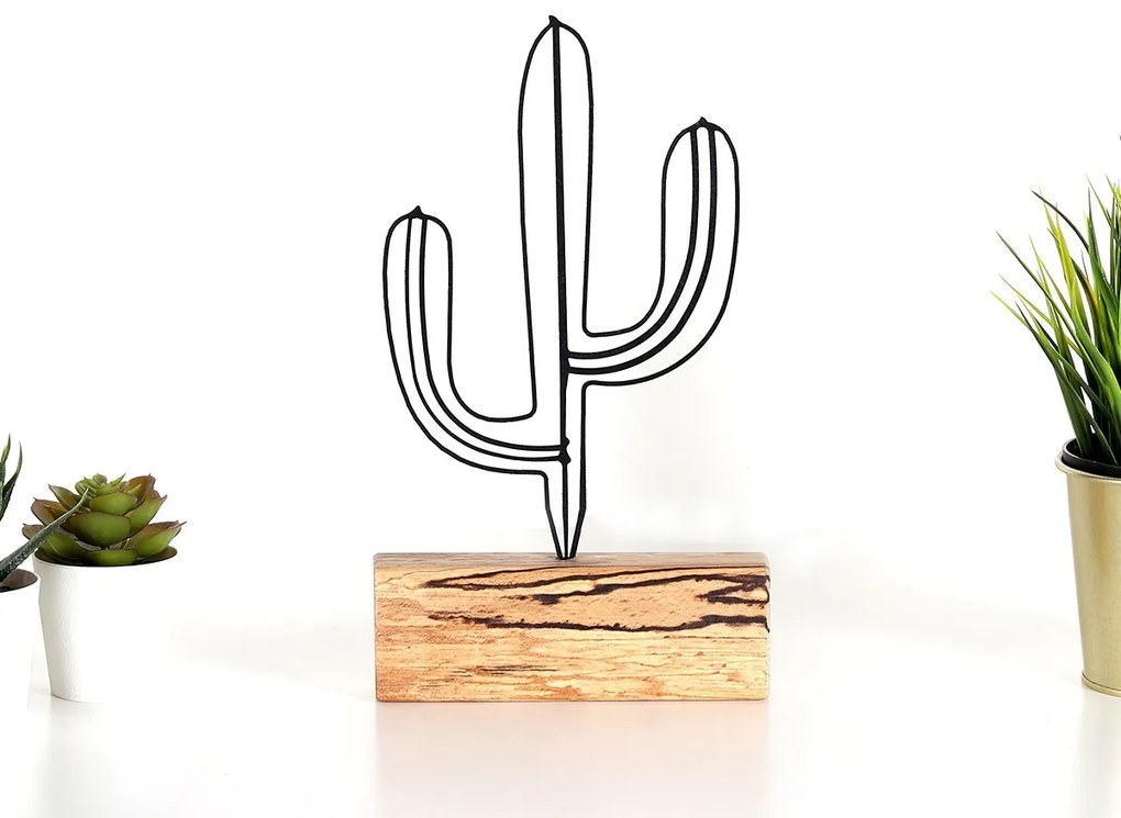 Kovová dekorácia Cactus Mini 24 cm čierna