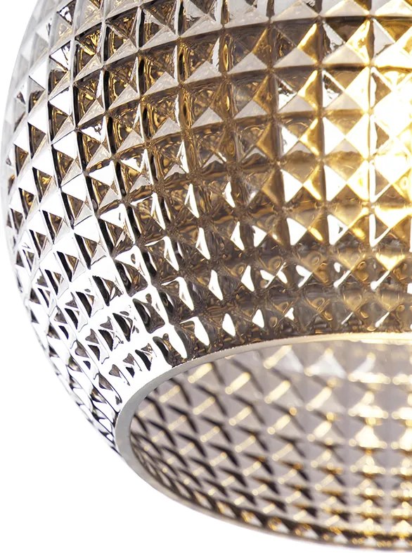 Stropné svietidlo v štýle Art Deco čierne s dymovým sklom - Sphere