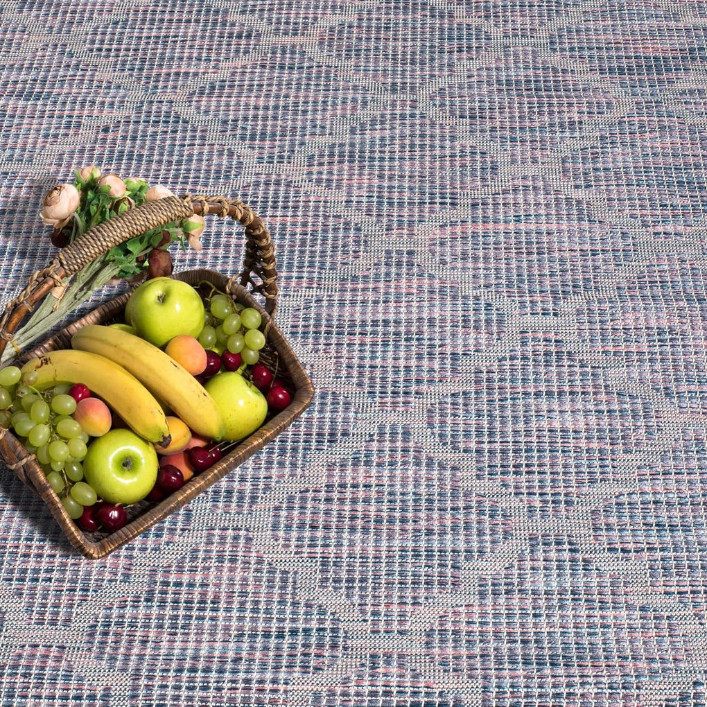 Dekorstudio Šnúrkový okrúhly koberec PALM 3069 - ružovomodrý Priemer koberca: 120cm