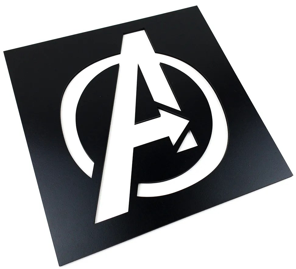 Veselá Stena Drevená nástenná dekorácia Znak Avengers čierny