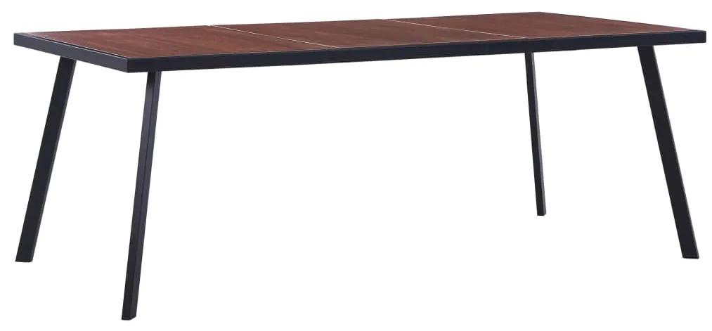 Jedálenský stôl, tmavé drevo a čierna 200x100x75 cm, MDF