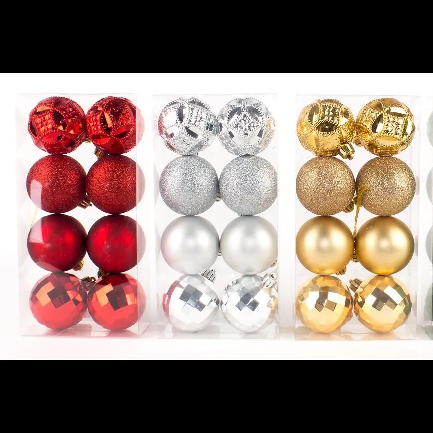 Sada vianočných gúľ priemer 8 cm, 8 kusov, mix 46058