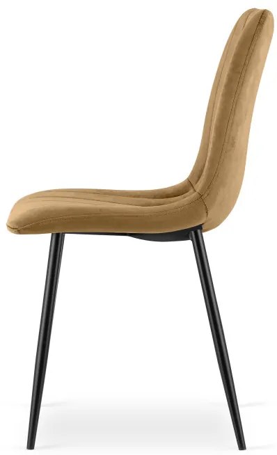 Set troch jedálenských stoličiek LAVA zamatové, hnedé / čierne nohy (3 ks)