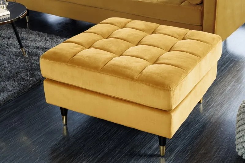 Taburetka Velvet Cozy 80cm horčicovo žltý zamat