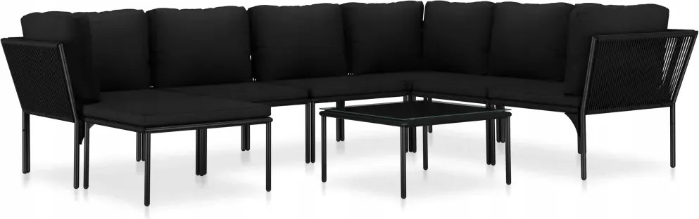 vidaXL 8-dielna sedacia súprava do záhrady s vankúšmi, Pvc, čierna