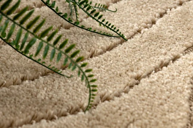 Kúpeľňový koberček SUPREME WAVES vlny, béžový kruh