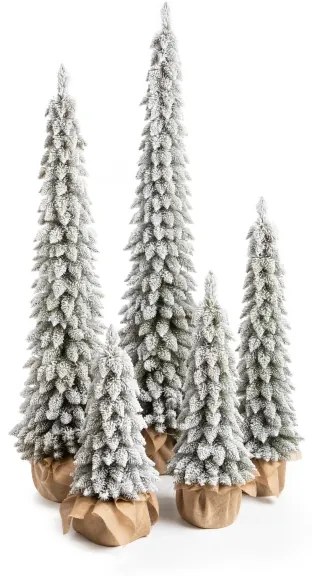 Umelý vianočný stromček Smrek Štíhly zasnežený v kvetináči 150cm