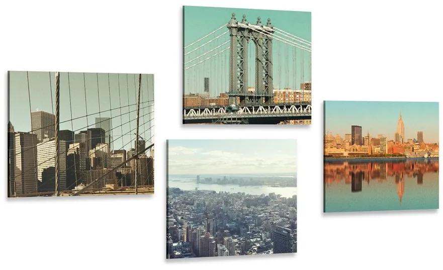 Set obrazov výhľad na mesto New York - 4x 60x60
