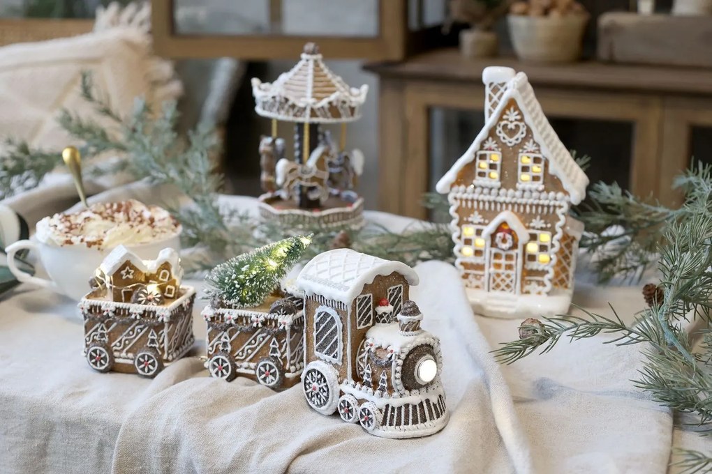 Perníkový vláčik so svetielkami Gingerbread Noël LED - 26*8*11 cm
