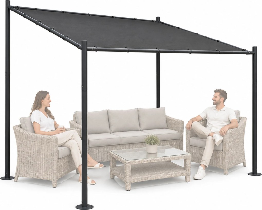 Zahradní pergola Lowa 3x3 m šedá/černá