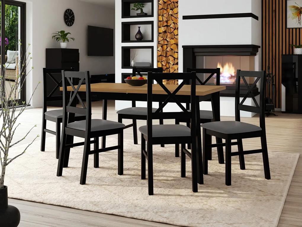 Stôl so 6 stoličkami - AL43, Morenie: dub artisan L, Poťahové látky: Zetta 300, Farby nožičiek: biela