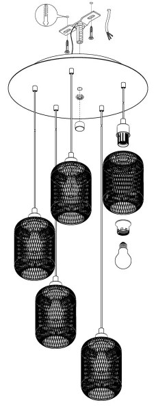 Eglo 43334 - Luster na lanku WRINGTON 5xE27/60W/230V