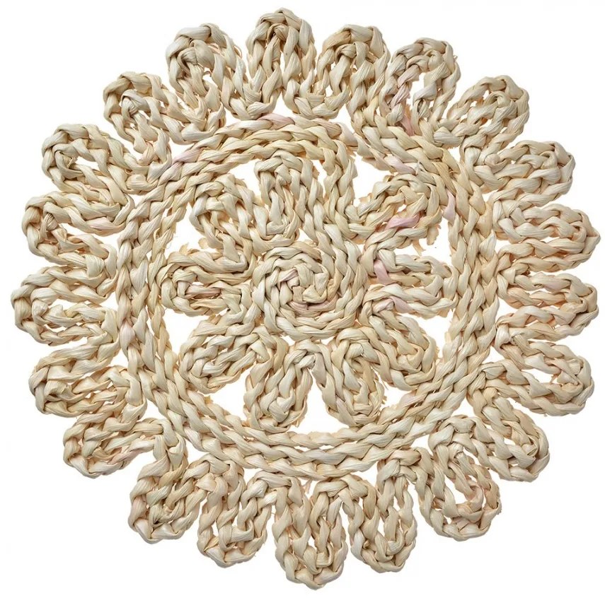 Prírodné slamené okrúhle prestieranie so vzorom - Ø 30*1 cm