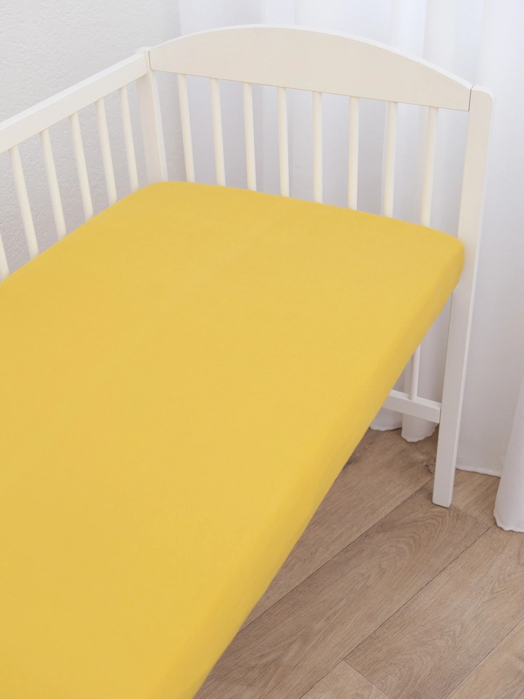Jersey plachta do postieľky Classic 60 × 120 cm - horčicová