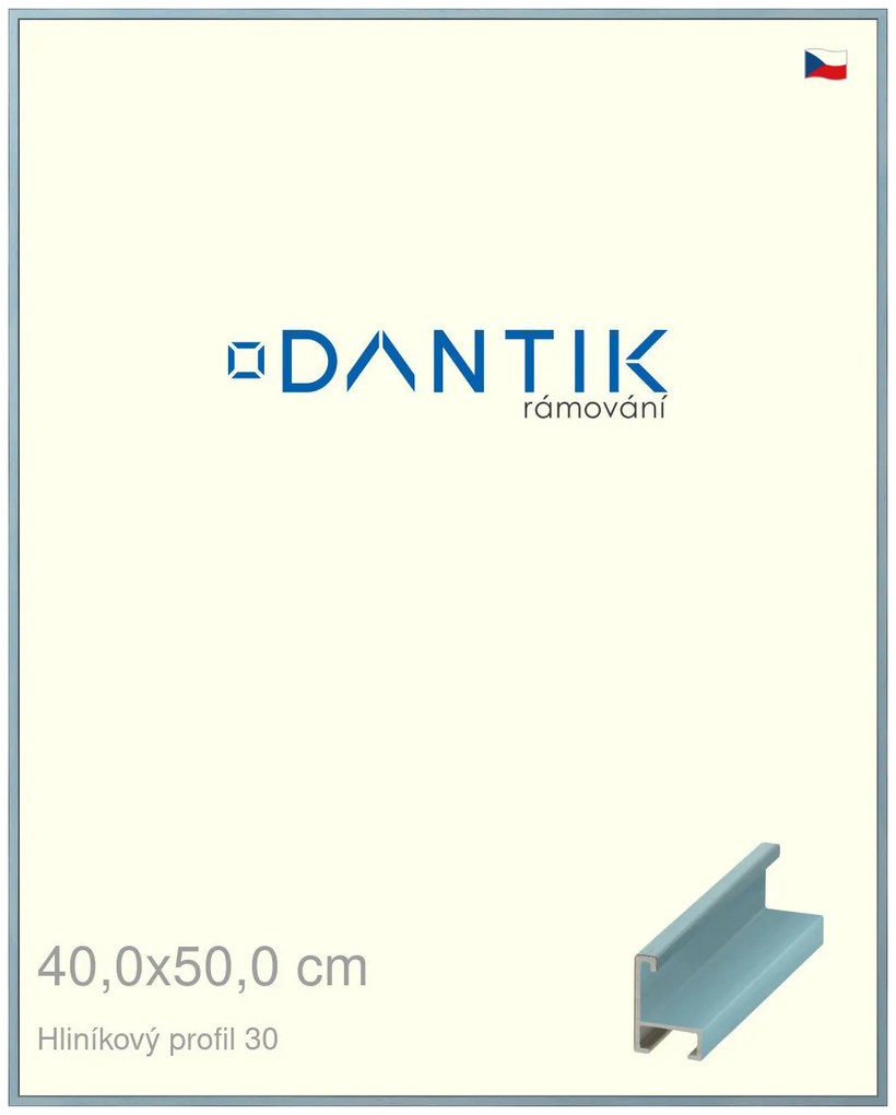 DANTIK rám na obraz 40x50 | ALU Dýha barevná modrá pastel (Sklo Čiré)
