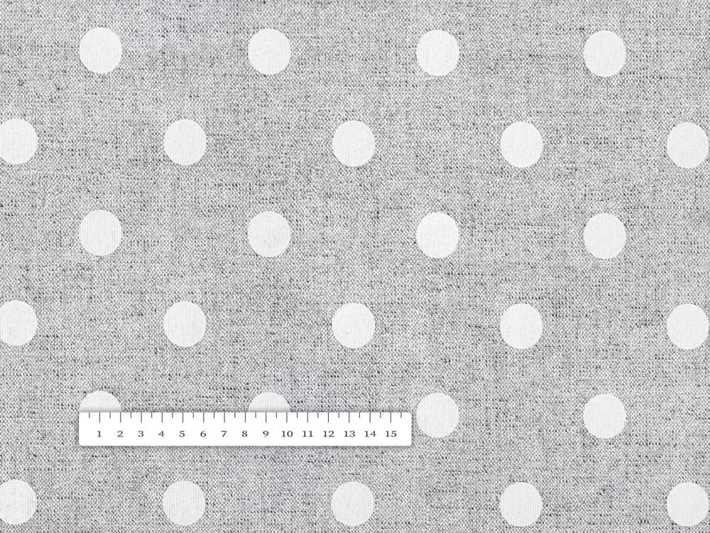 Biante Dekoračný okrúhly obrus Porto PRT-018 Biele bodky na sivom režnom Ø 130 cm