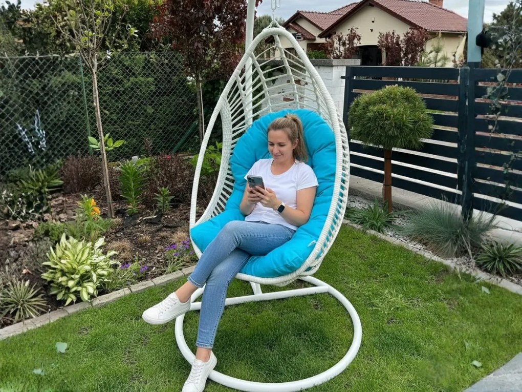 Závěsné houpací křeslo Bellissimo modré/bílé