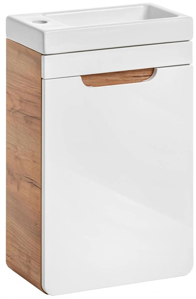 Zostava kúpeľňového nábytku BÁRA 40 cm s úzkou umývadlovou skrinkou vr. keramického umývadla s prepadom