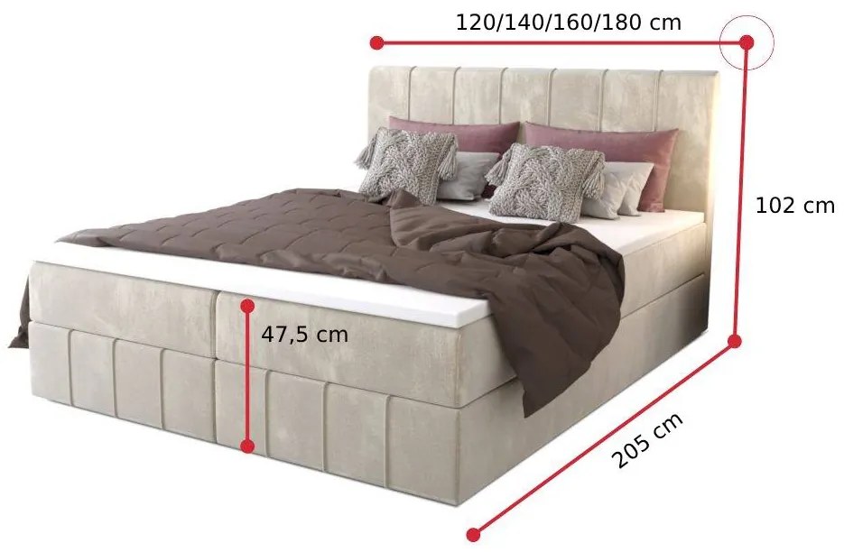 Čalúnená posteľ boxspring HAMAN 2 - monolith 02 / 160x200