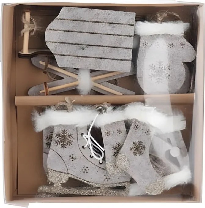 Set vianočných ozdôb v textilnom dizajne – prírodný 10 ks 16 × 16 cm