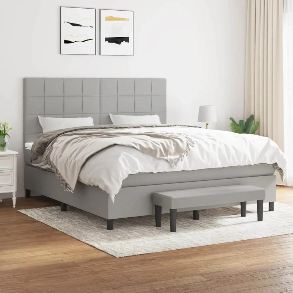 Boxspring posteľ s matracom svetlosivá 100x200 cm látka 3136605