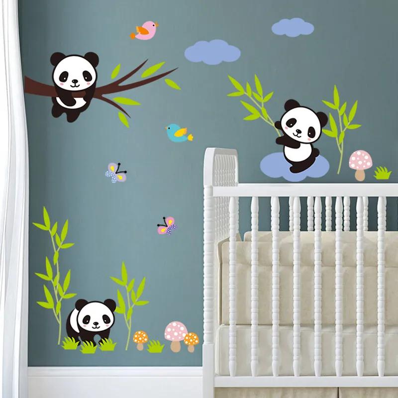Veselá Stena Samolepka na stenu na stenu Hravá panda