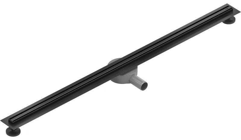 MEXEN Flat nerezový sprchový žľab s rotačným 360° sifónom 130 cm, vzor SLIM, čierna matná, 1741130