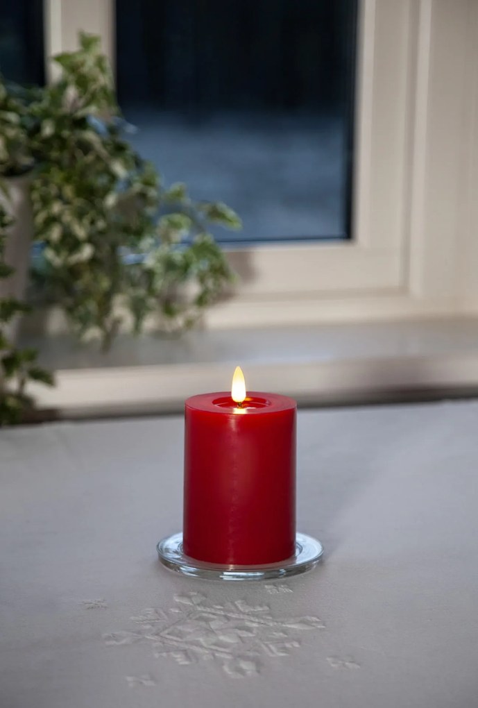 STAR TRADING LED svíčka Flamme Flow Pillar Red 12,5 cm