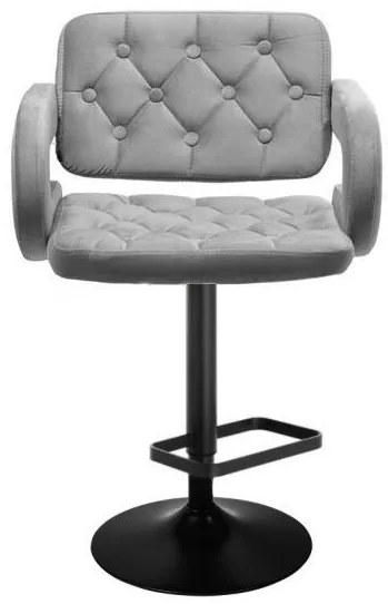 LuxuryForm DESIGN Barová stolička ADRIA VELUR na čiernom tanieri - sivá