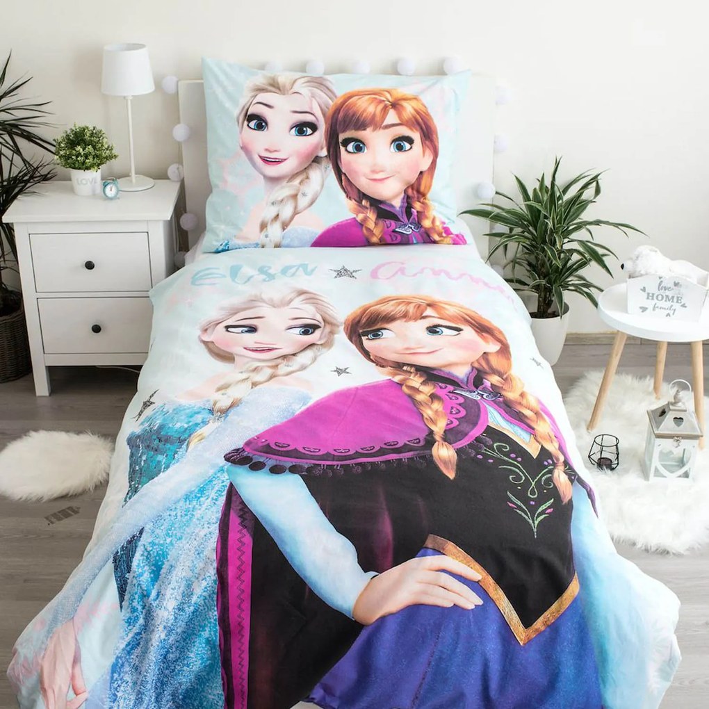 DETSKÉ BAVLNENÉ OBLIEČKY FROZEN 140X200 CM, 1KS 70X90 CM VZOROVANÉ