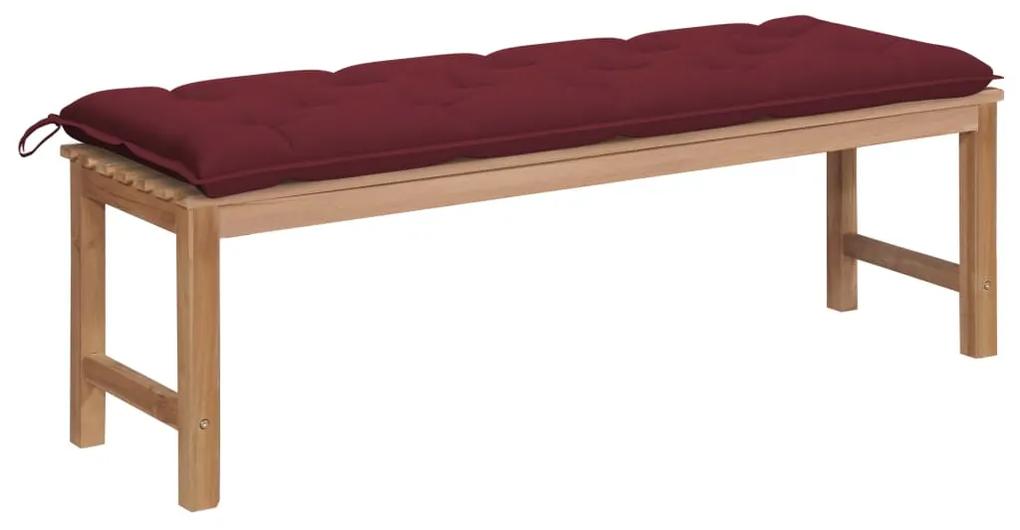 vidaXL Záhradná lavička s vínovočervenou podložkou 150 cm tíkový masív