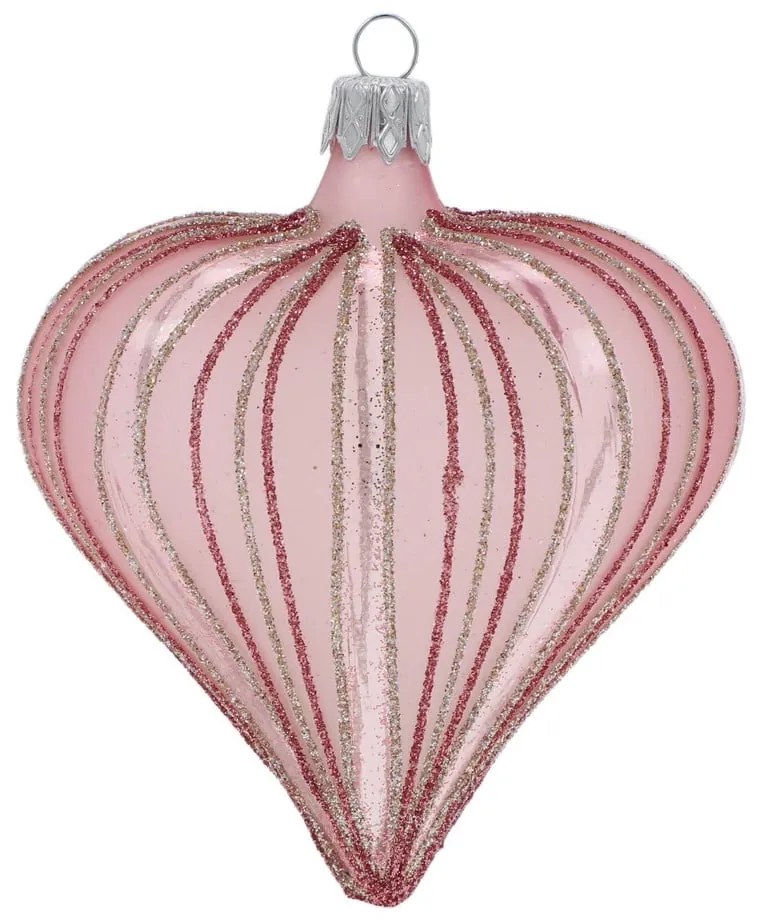 Sklenené ručne fúkané vianočné ozdoby v súprave 3 ks 9 cm Heart – Ego Dekor