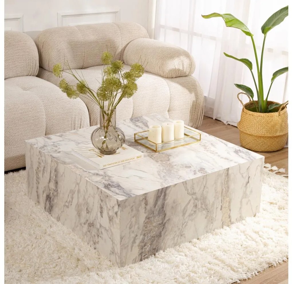 Konferenčný stolík PRIZMA 35x90 cm, mramorový dekor