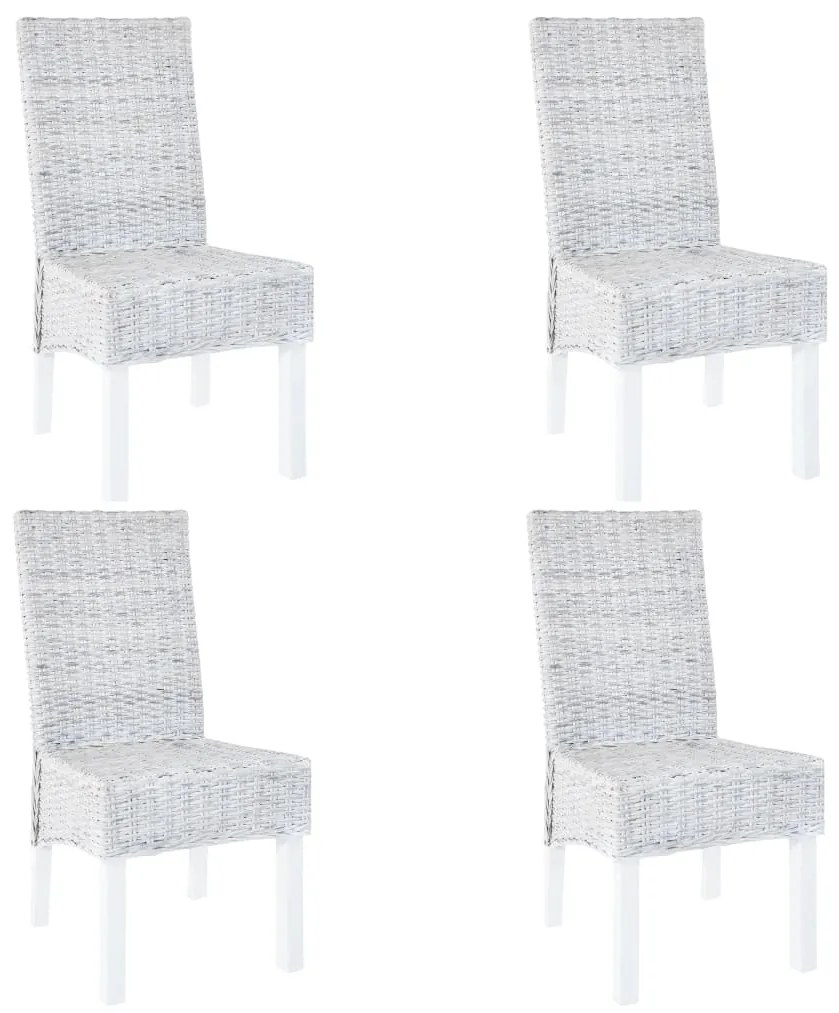 vidaXL Jedálenské stoličky 4 ks, sivé, kubu ratan a mangové drevo