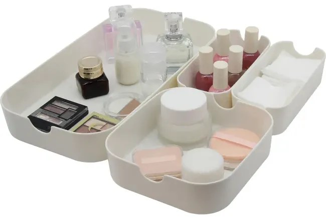 ADEO Organizér do zásuvky, do kuchyne aj do kúpeľne, sada 4 ks ESSENTIAL, biela