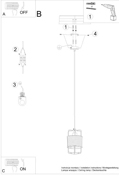 Sollux SL.1300 - Luster na lanku GIZUR 1xE27/15W/230V