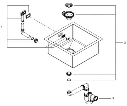 GROHE 31578SD1 - Nerezový drez K700 464 x 464 x 200