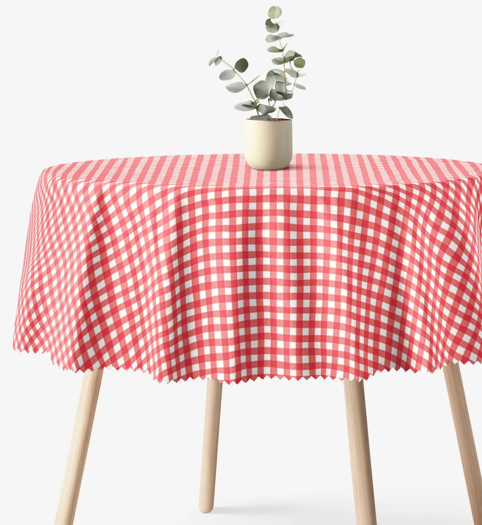 Goldea okrúhly teflónový obrus - červené kocky Ø 150 cm