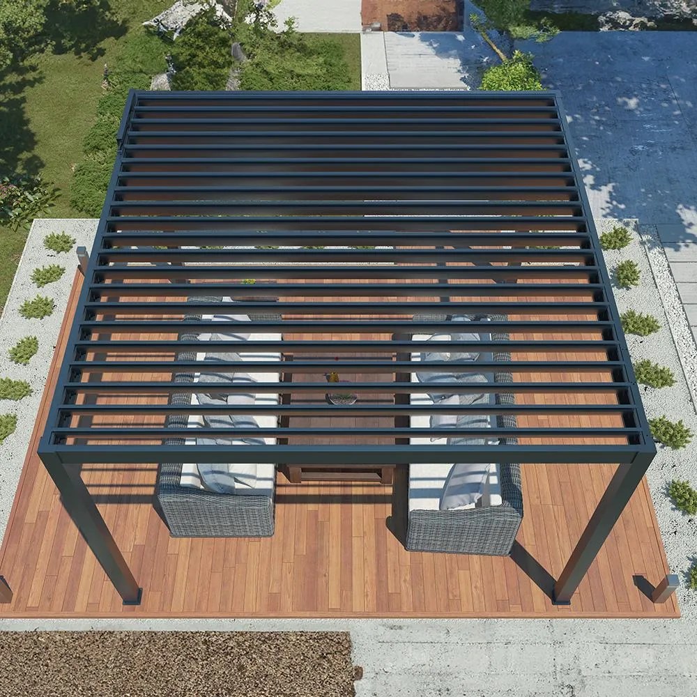 Hliníková bioklimatická pergola s el. lamelami 3 x 4 M + LED osvetlenie