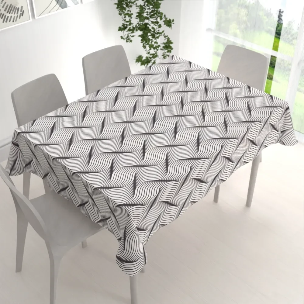 Biante Dekoračný obdĺžnikový obrus PML-042 Čierno-biele vlnenie 80x120 cm