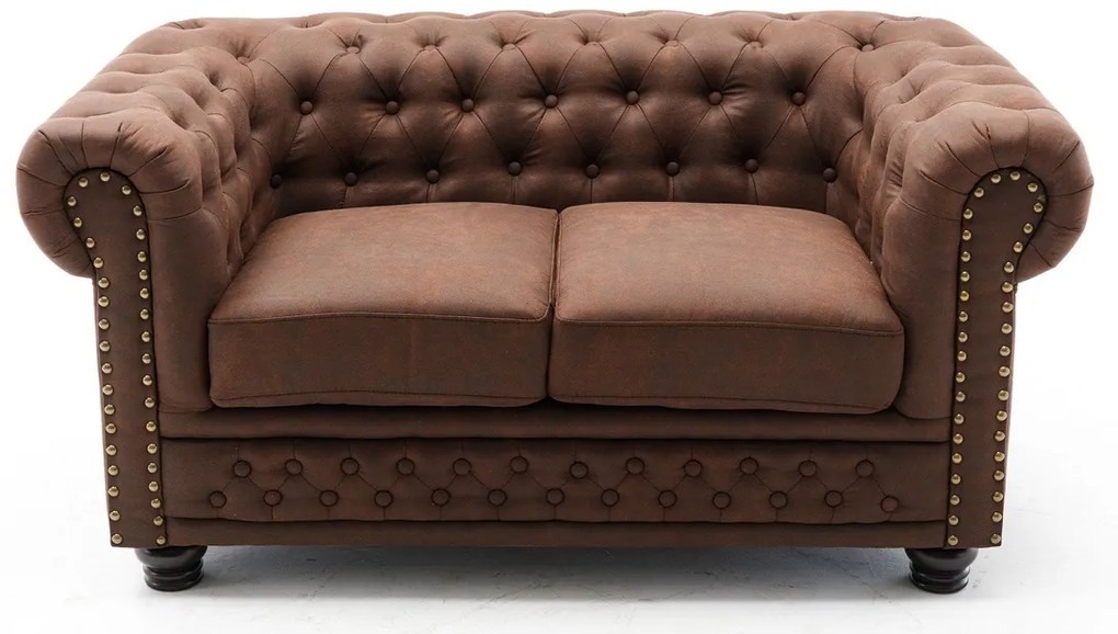 Dizajnová dvojsedačka Chesterfield II 150 cm antik hnedá
